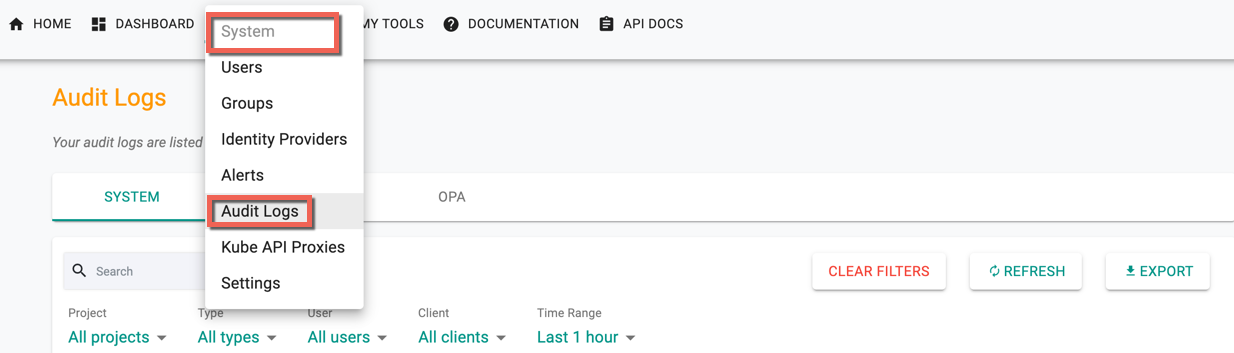 Audit Logs Console