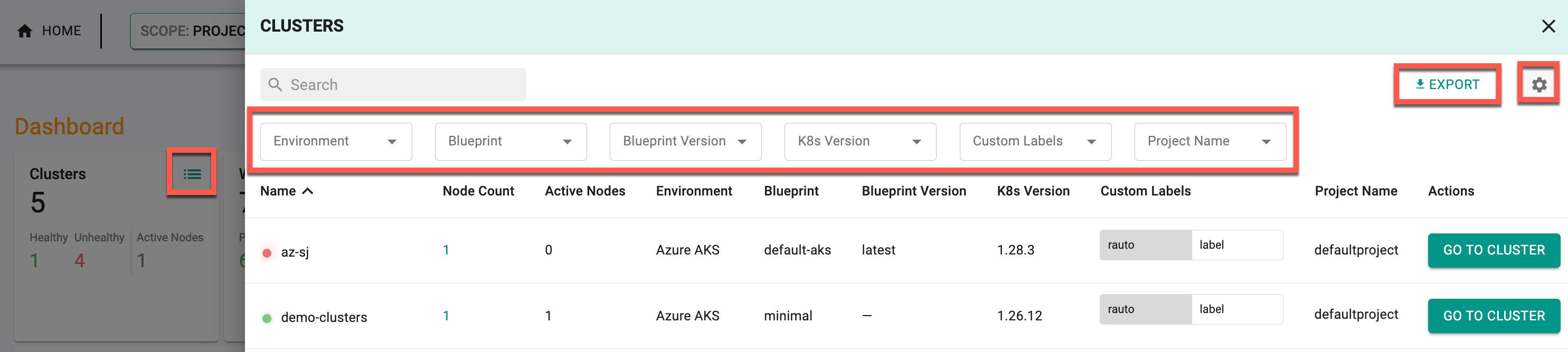 Export Cluster Data