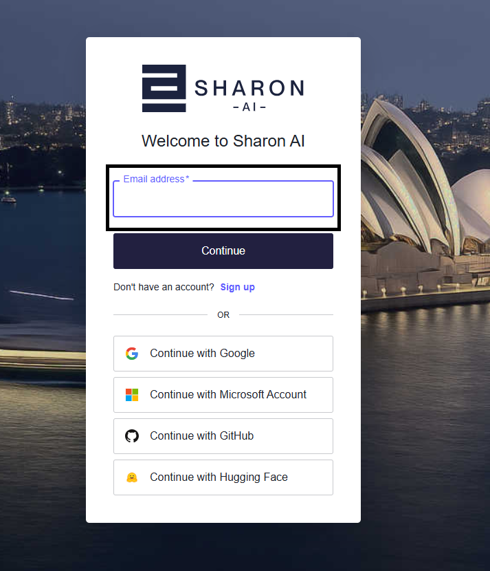 Sign in to the SHARON AI portal