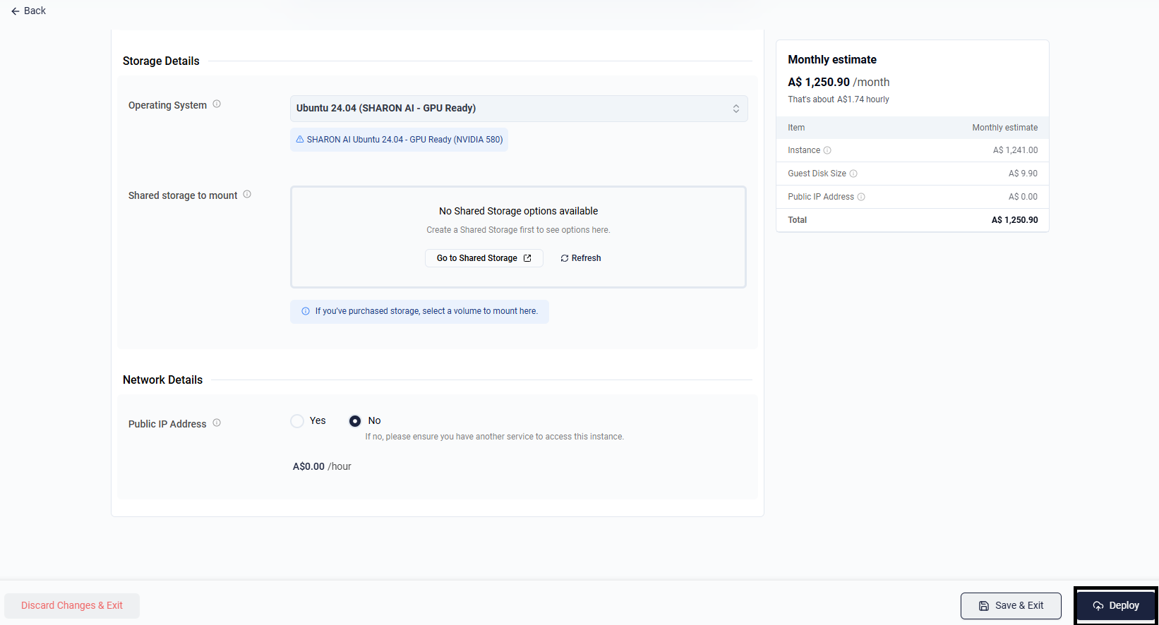 Review storage, networking, and deploy