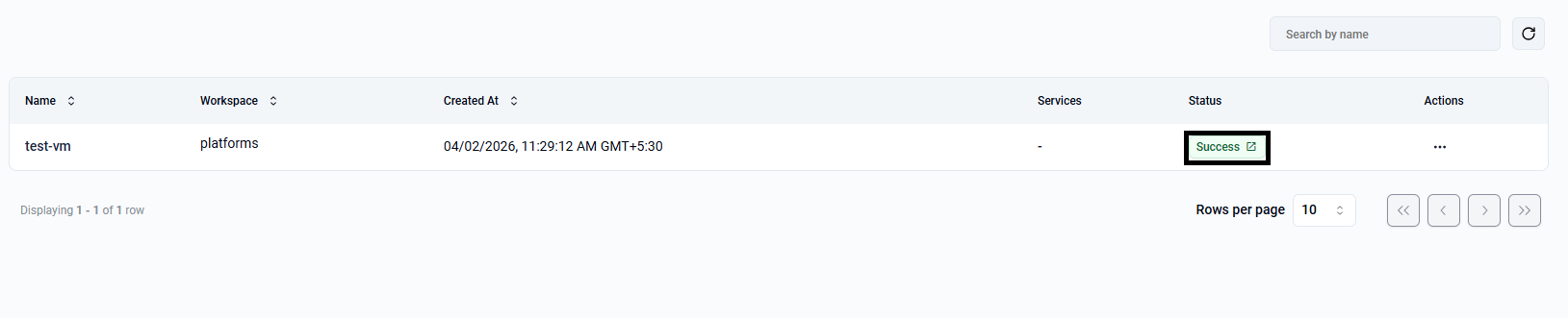 VM deployment success