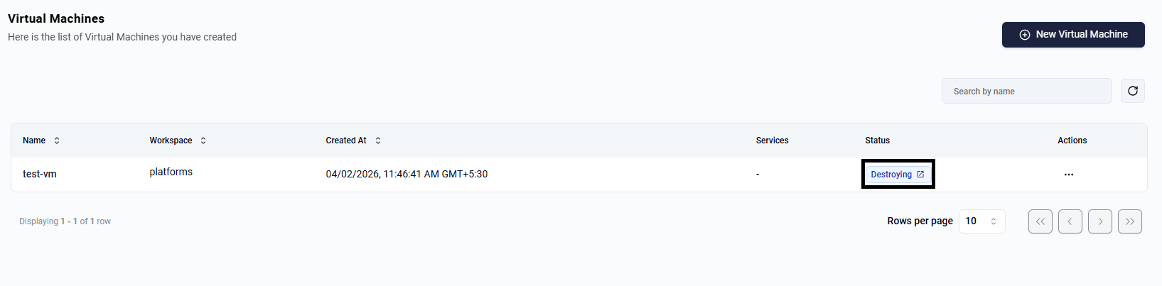 VM destroying status